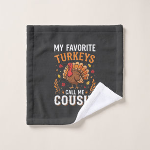 Cousin Thanksgiving Turkey Family Wash Cloth