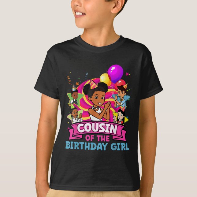 Cousin The Birthday Girl Party Pink Doll Family De T-Shirt (Front)