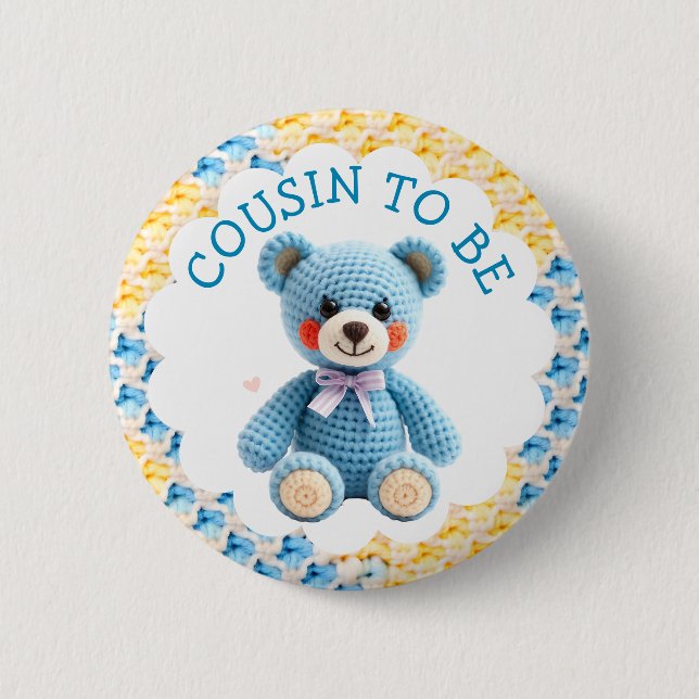 Cousin to Be | Boy's Baby Shower 6 Cm Round Badge (Front)