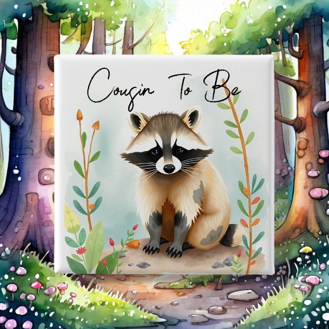 Cousin To Be | Woodland Themed Baby Shower 15 Cm Square Badge (Creator Uploaded)