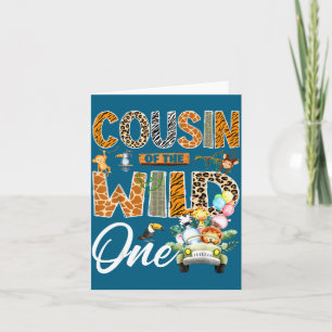 Cousin Wild One 1st Birthday Illustration Card