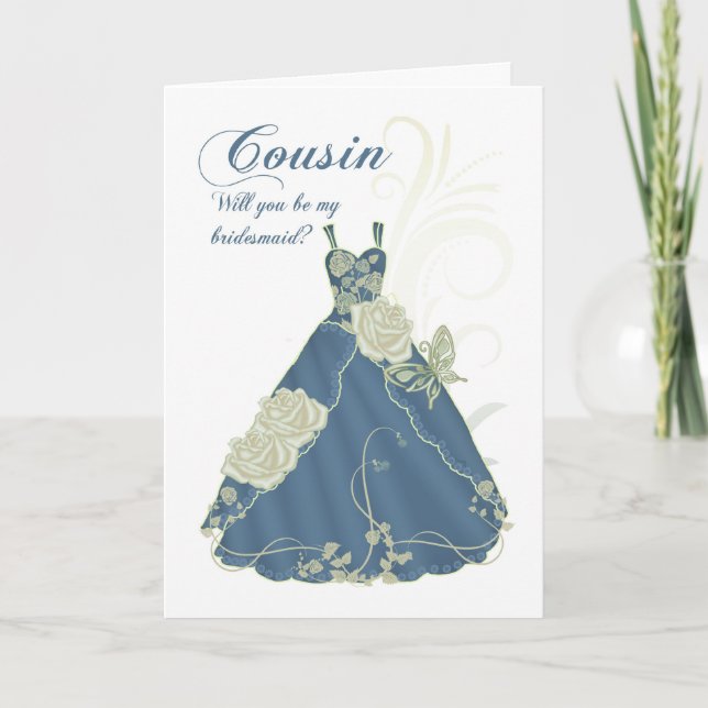 Cousin Will You Be My Bridesmaid Card - Ivory And (Front)
