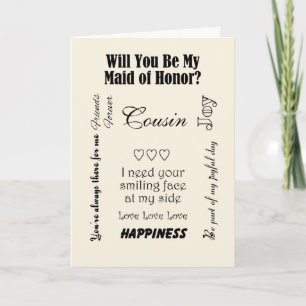 Cousin, Will You Be My Maid of Honour? Ivory Invitation