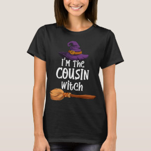 Cousin Witch Funny Halloween Costume Hat & Broom T-Shirt