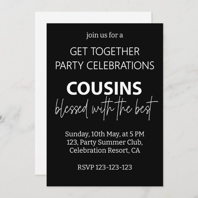 Cousins Blessed With The Best Family Reunion Party Invitation (Front/Back)