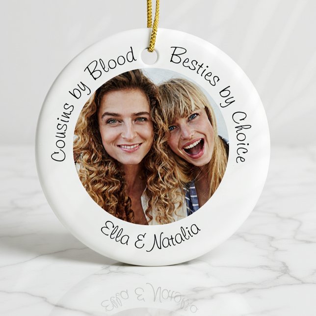 Cousins by Blood Besties by Choice Photo Gift Ceramic Tree Decoration (Creator Uploaded)