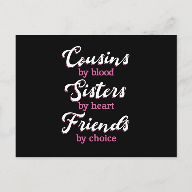 Cousins By Blood Friends Sister Brother Family Gif Postcard (Front)