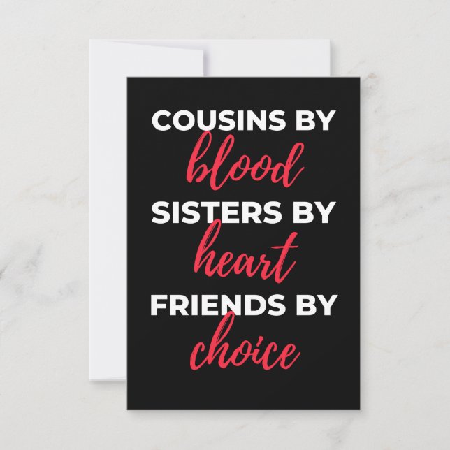 Cousins By Blood Sisters By Heart Thank You Card (Front)