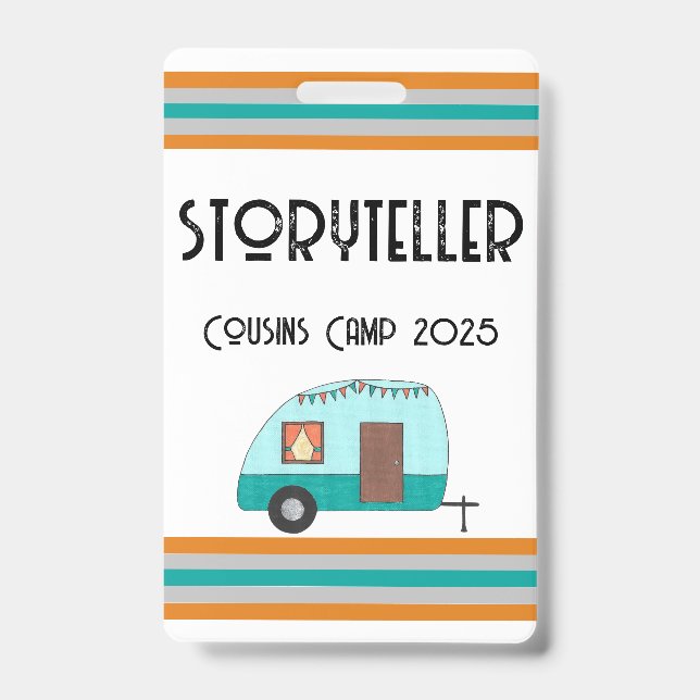 Cousins Camp Retro Camper  ID Badge (Front)