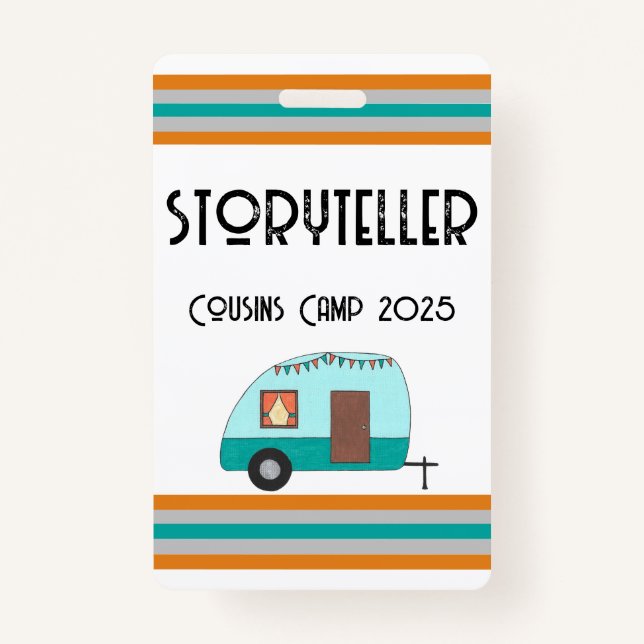 Cousins Camp Retro Camper  ID Badge (Front)