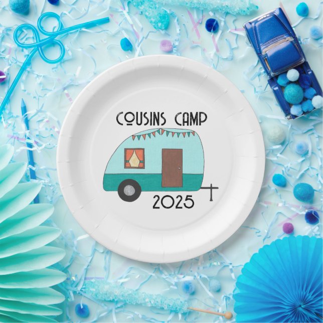 Cousins Camp Retro Camper Paper Plate (Party)