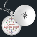 Cousins Make Life Special Locket Necklace<br><div class="desc">A pretty way to let that loved cousin know how you feel.  Enjoy this colourful design with flourishes and the words - Cousins make life special.</div>