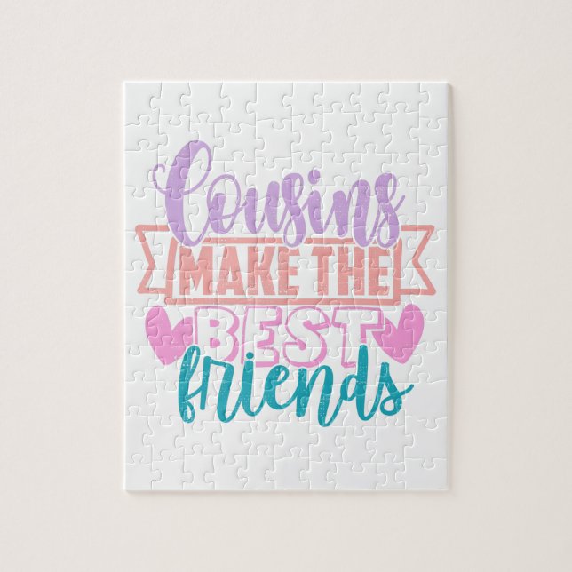 Cousins Make The Best Friends Colourful Quote Jigsaw Puzzle (Vertical)