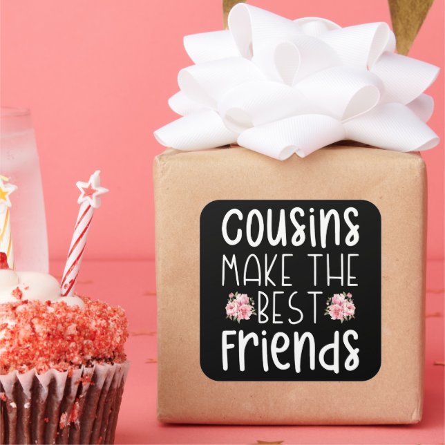 Cousins Make The Best Friends Cute Children Flower Square Sticker (Party)