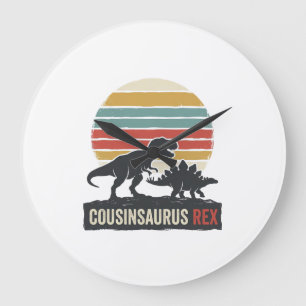 Cousinsaurus Rex Funny Dinosaur Vintage Shirt Desi Large Clock