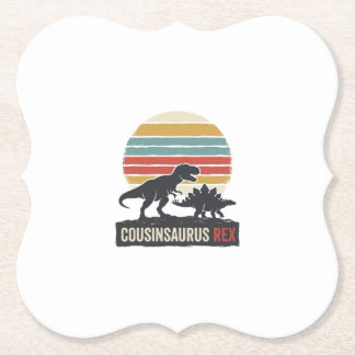 Cousinsaurus Rex Funny Dinosaur Vintage Shirt Desi Paper Coaster