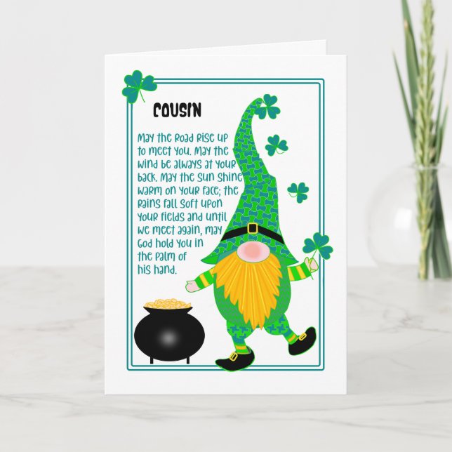 Cous's St Patrick's Leprechaun Celtic Prayer Card (Front)