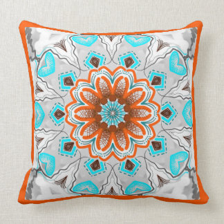 Coussin carré Jimette Design turquoise brun blanc Cushion