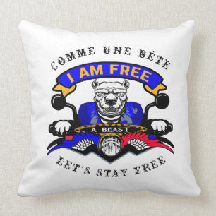 Coussin de salon i am free moto pitbull cushion