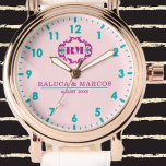Coustom couple names elegant monogram watch<br><div class="desc">Personalized with his & her initials and date, this custom watch is a sweet anniversary gift to celebrate a milestone occasion for a couple. It makes a meaningful gift for a special day. Personalized Watch Wedding Gift for Groom, Watch For Groom, Anniversary Gift for Men, Groom Gift From Bride, Gift...</div>