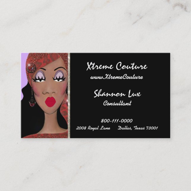 “Couture” African American Diva Business Cards (Front)