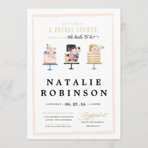 Couture Cake Bridal Shower Invitation - gold