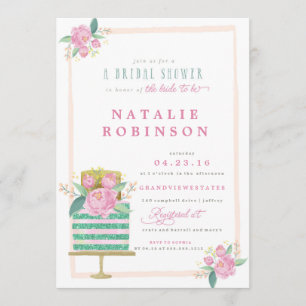 Couture Cake Bridal Shower Invitation - teal