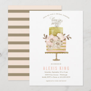 Couture Cake Gold Bridal Shower Invitation