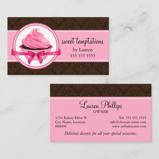 Couture Cupcake Bakery Business Card (Front/Back)