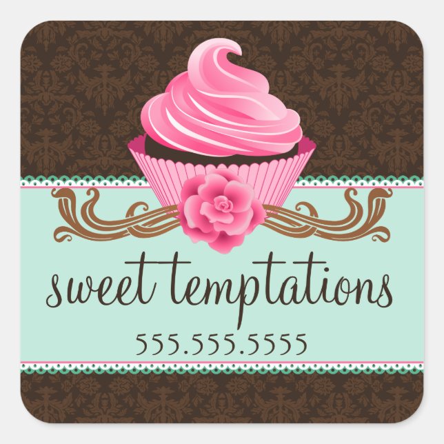 Couture Cupcake Bakery Square Sticker (Front)