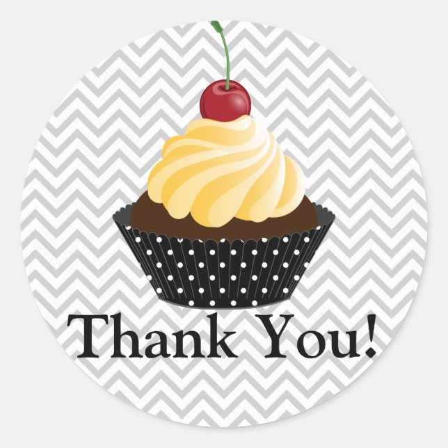 Couture Cupcake Bakery Thank You Classic Round Sticker (Front)