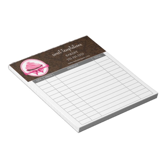 Couture Cupcake Baking Receipts Notepad (Angled)