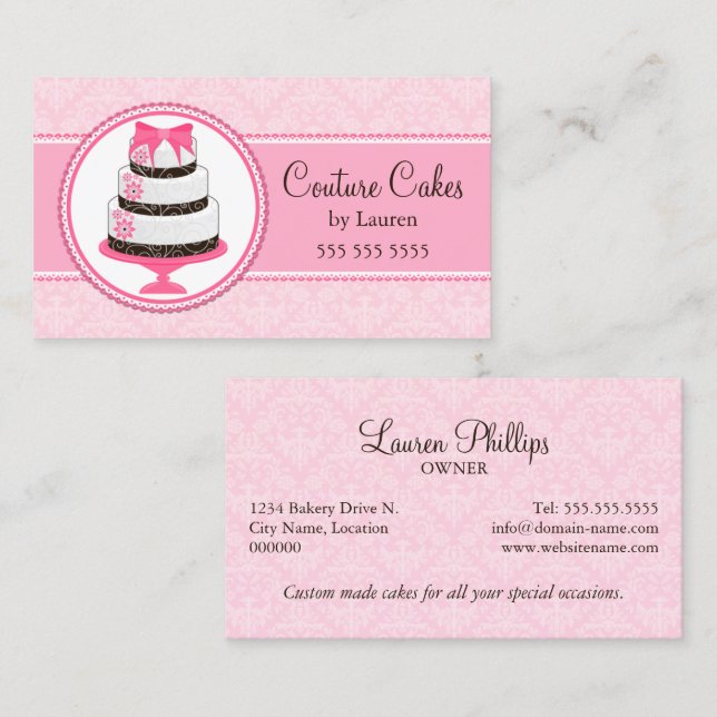 Couture Custom Cake Bakery Business Card (Front/Back)