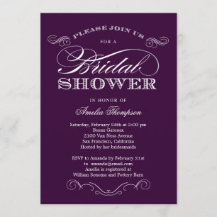 Couture Elegance Bridal Shower Invitation - Purple