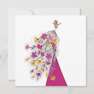 Couture Floral Dress Glam Fashion Art Card
