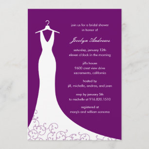 Couture Gown Bridal Shower Invitation (Purple)