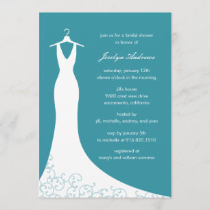 Couture Gown Bridal Shower Invitation (Turquoise)