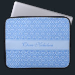 Couture inspired named blue 15 inch laptop case<br><div class="desc">Pretty patterned laptop case is perfect for anyone who loves to be chic around town. Personalise this item with your name. This example reads: "Clara Nicholson”. This unique pattern is designed by Sarah Trett.</div>