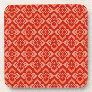 Couture inspired red orange patterned coaster