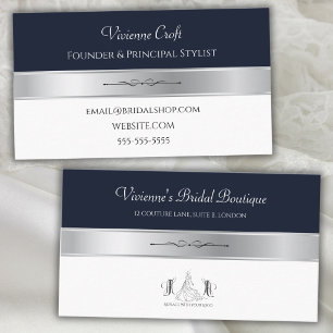 Couture Midnight Blue Bridal Salon Business Cards