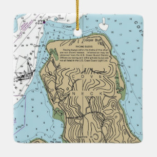 Cove Neck New York Nautical Chart Christmas Ceramic Ornament