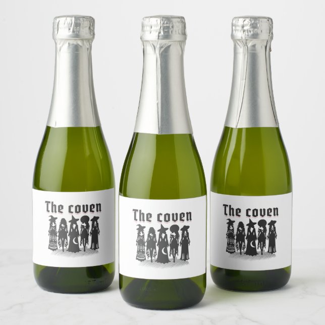 coven bachelorette party sparkling wine label (Bottles)