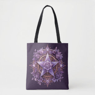 Coven Essentials Tote Bag – Purple Pentacle Design