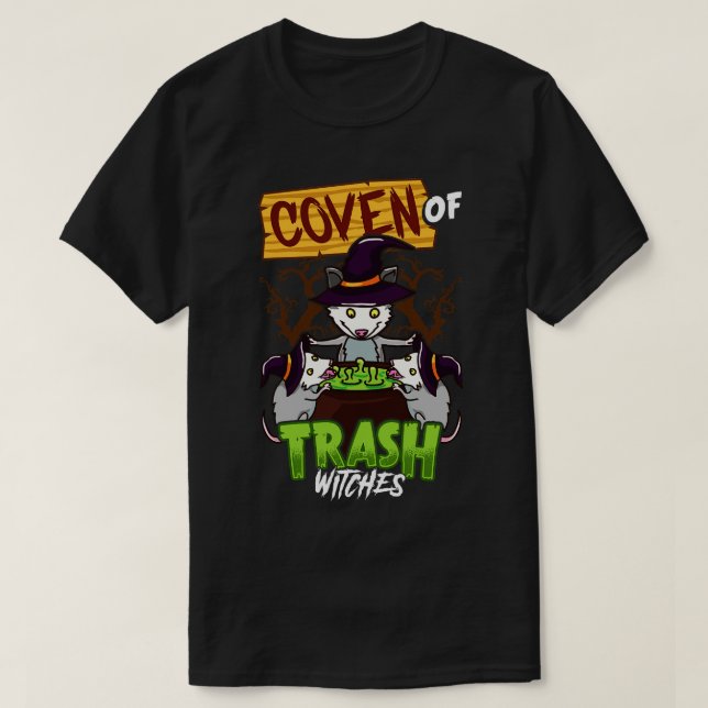 Coven Of Trash Witches Halloween Opossum T-Shirt (Design Front)