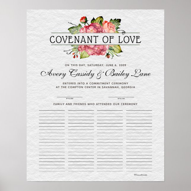 Covenant of Love Guest Book Wedding Certificate (Front)