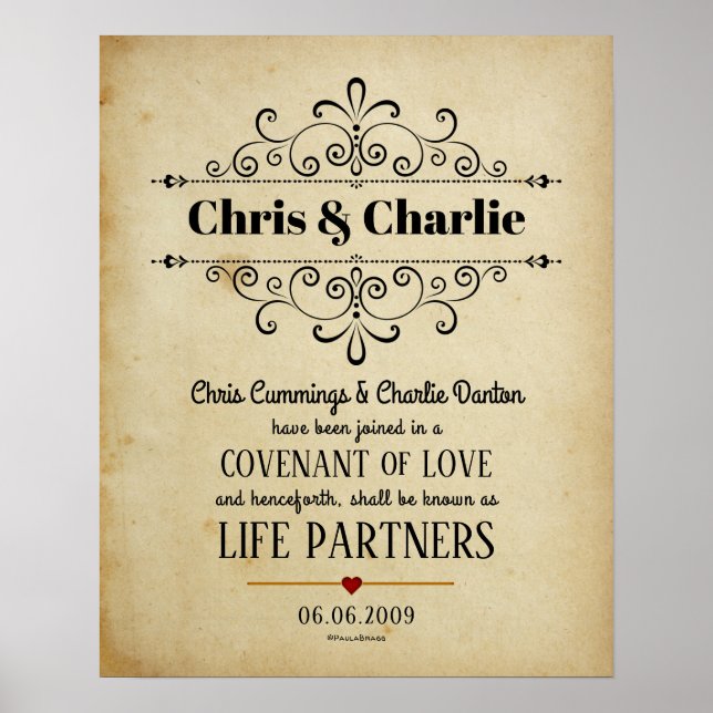 "Covenant of Love" LifePartners WeddingCertificate Poster (Front)