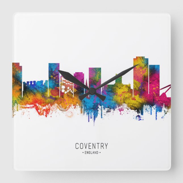 Coventry England Skyline Square Wall Clock (Front)