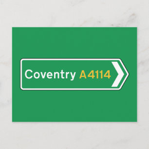 Coventry, UK Road Sign Postcard