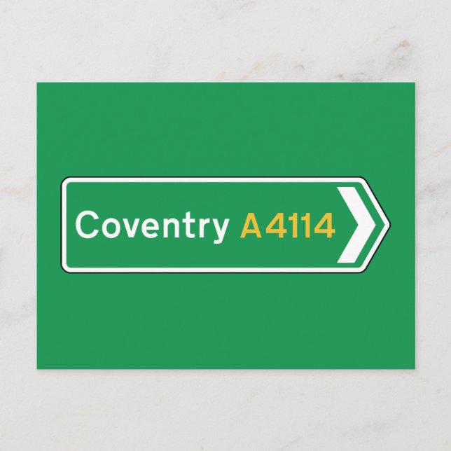 Coventry, UK Road Sign Postcard (Front)