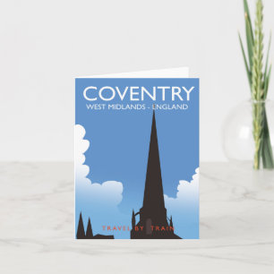 Coventry West Midlands England Train travel poster Holiday Card